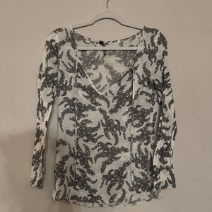 Elegant Black and White Lace Women's Blouse